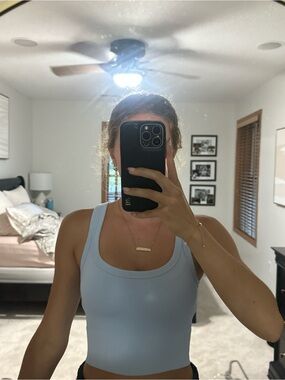 Nikibiki Light Blue Ribbed Cropped Tank